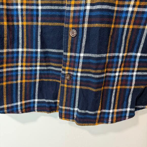 Duluth Trading Co Mens Burlyweight Flannel Relaxed Fit Shirt Plaid Blue Yellow - Picture 8 of 9